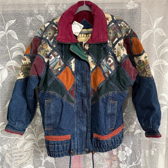 Vintage Other - Vintage IZZI Genuine Rugged Flag Patterned Denim Coat
